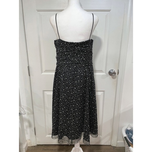 Retro XL 16 Jessica Howard Mesh Ruched Black Polka Dot Dress Fit & Flare Formal‎ - Picture 4 of 11